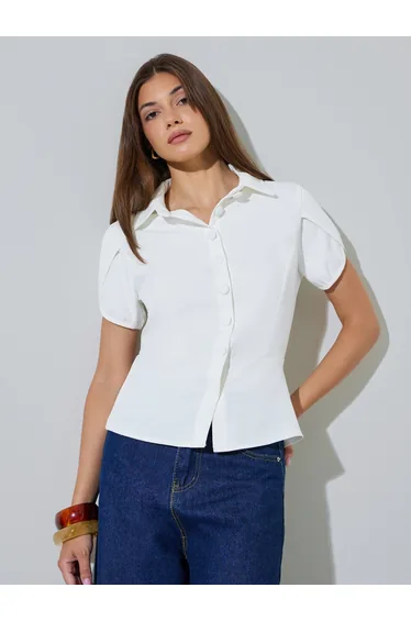White Tulip Sleeve Slim Fit Shirt
