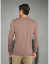 Solid Round Neck Long Sleeve T-Shirt - 3