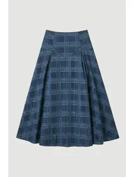 Check Print Taffeta Woven Maxi Skirt - 3