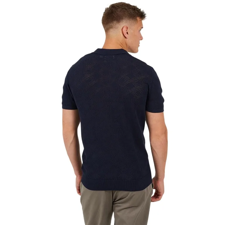 Brave Soul Mens Open Collar Short-Sleeved Polo Shirt - Midnight Navy - 2