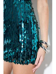 Dense Teardrop Sequin Mini Dress - 3