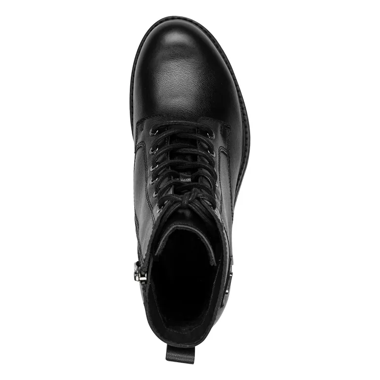 Lace-Up Flat Ankle Boots - 4