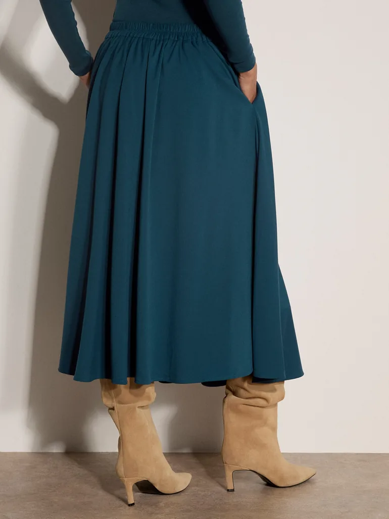 Brushed Twill A-Line Midi Skirt - 3