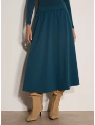 Brushed Twill A-Line Midi Skirt - 1