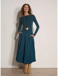 Brushed Twill A-Line Midi Skirt