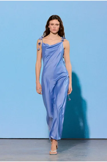 Limited Edition Dusty Rose Plain Weave Satin Maxi Evening Dress & Graduation Dress