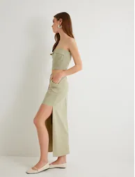 Asymmetric Midi Skirt - 1