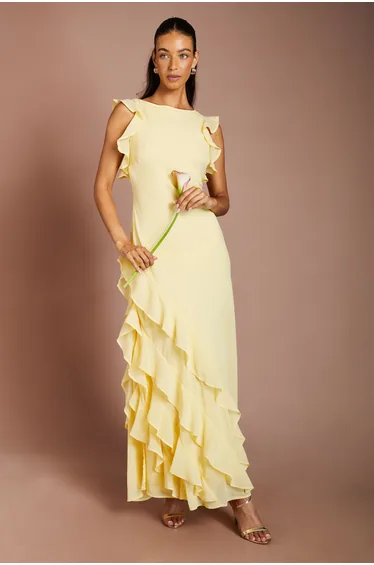 Coast Honoured Ruffle Georgette Maxi Bridesmaid Dress