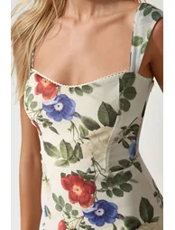 Patterned Maxi Dress with Heart Collar - 1