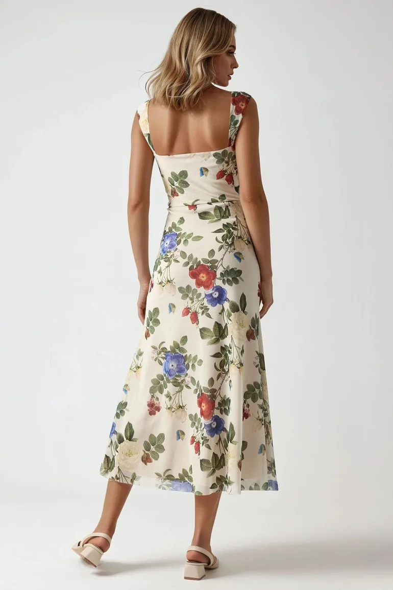 Patterned Maxi Dress with Heart Collar - 2