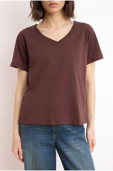 Ecru-Brown 100% Cotton 2-Pack Regular Fit Basic V-Neck Knitted T-Shirt product thumbnail 3
