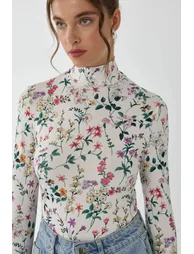 Floral Print Long Sleeve Sweater - 2