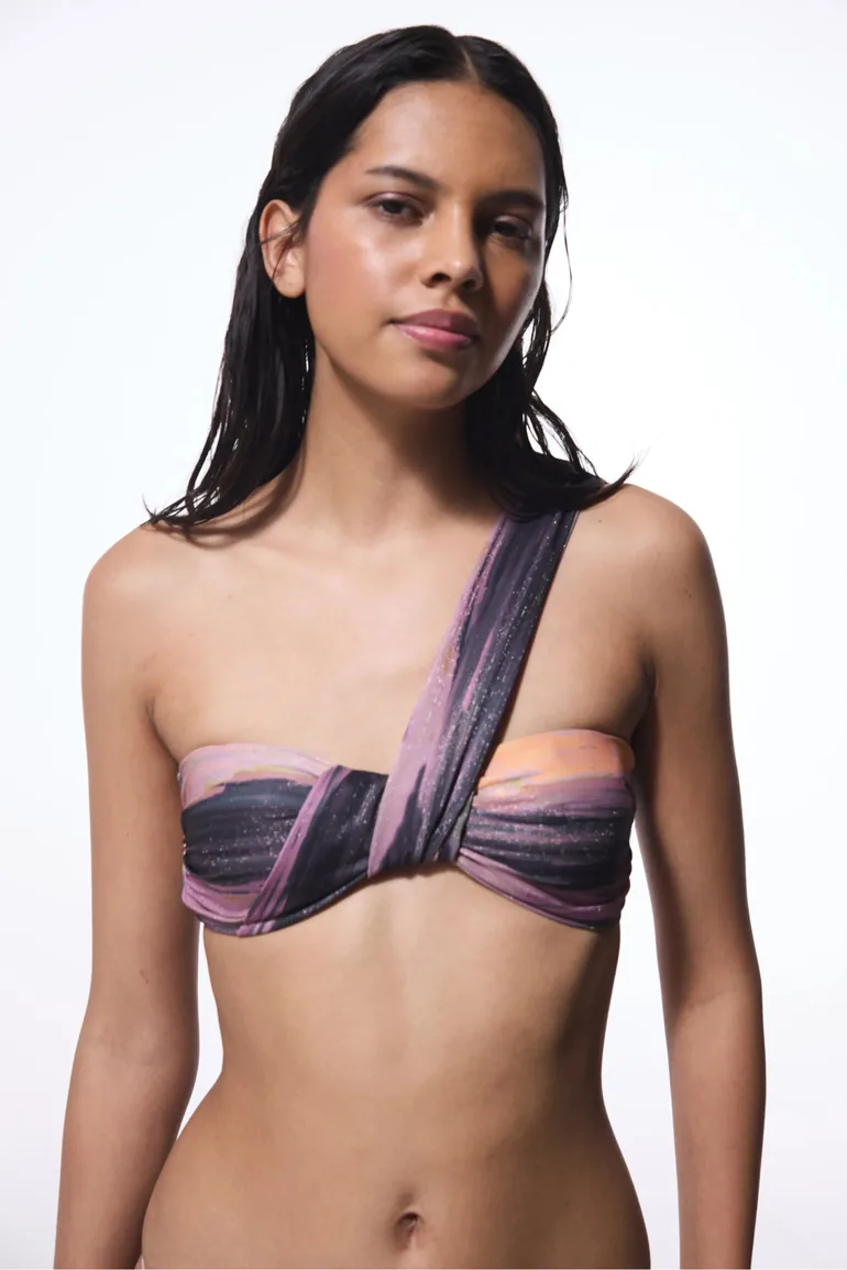 PENTI Nixie Striped One Shoulder Bikini Top - 1