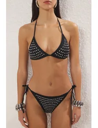 Black Triangle Normal Waist Regular Bikini Set - 2