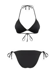 Black Triangle Normal Waist Regular Bikini Set - 5
