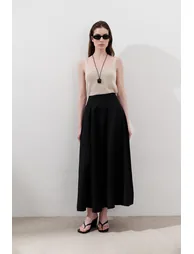 LINEN WIDE PIECE SKIRT - 2