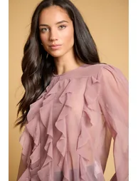 Mega Ruffle Front Tulle Blouse - 3