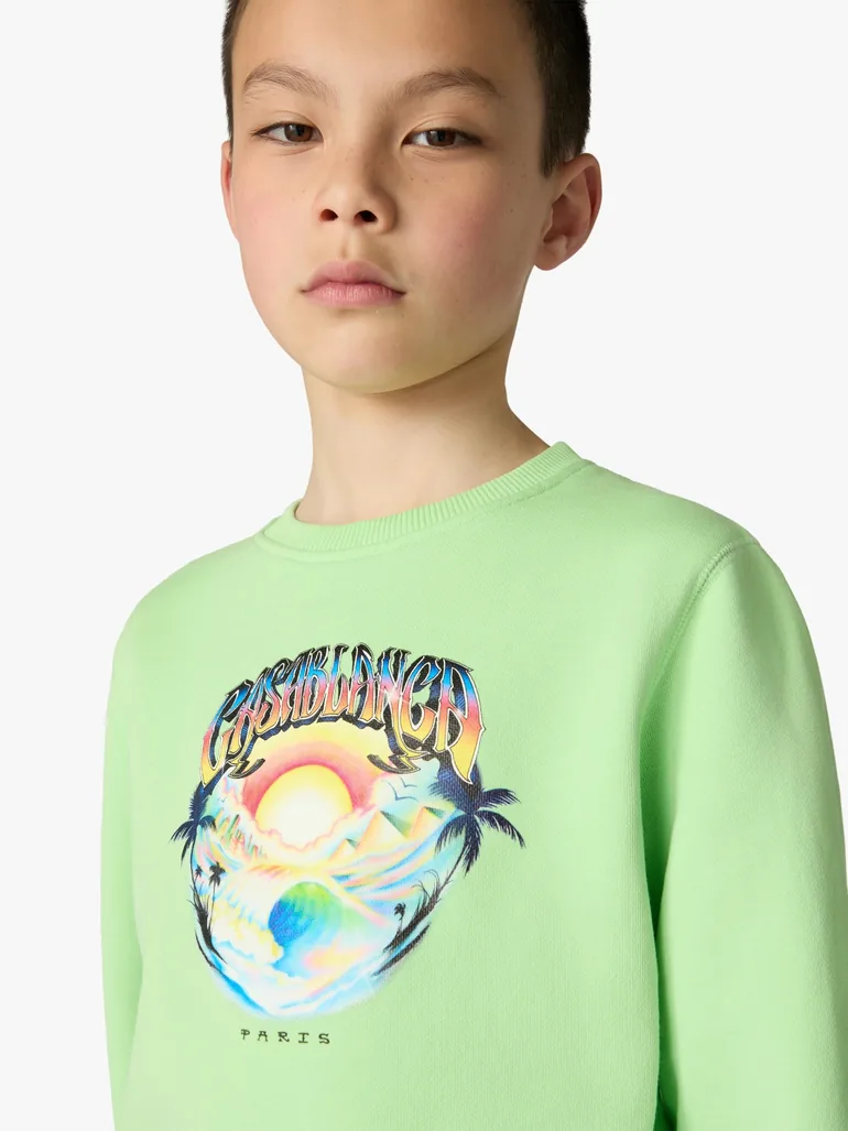 Casablanca Kids Casa Airspray Print Sweatshirt in Green - 4