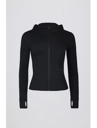 Soft Active Hooded Mid-Layer Jacket in Black - 2