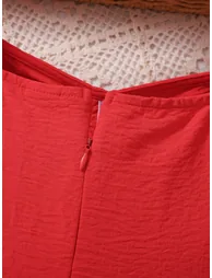 Girls Red Puff Sleeve Knee-Length Dress - 4
