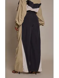 Plus Green Contrast Nylon Wide Leg Trousers - 2