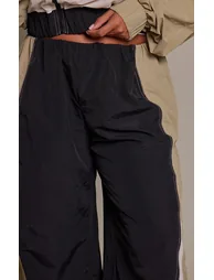 Plus Green Contrast Nylon Wide Leg Trousers - 3