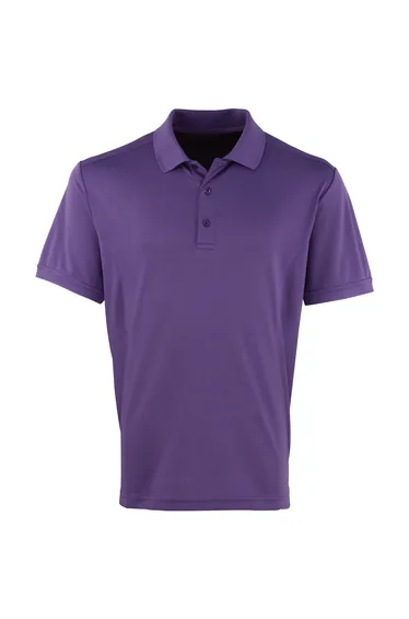 Premier Mens Coolchecker Pique Short Sleeve Polo T-Shirt - Purple