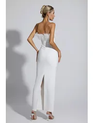 Naomi White Feather Tassel Maxi Dress - 4