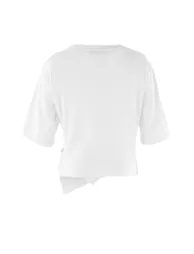 Ecru Regular Fit Low Sleeve Three Quarter Buckle 100% Cotton Knitted Plus Size T-Shirt - 4