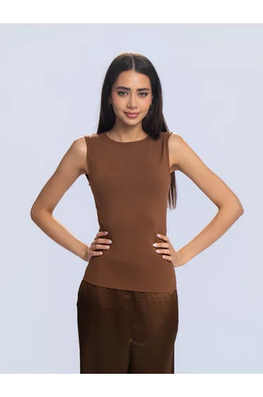 بلوزة بلا أكمام - بني