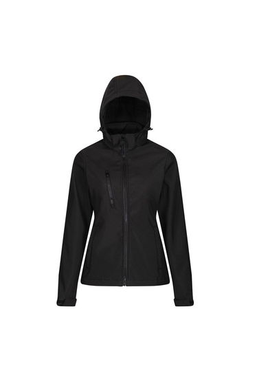 Regatta Womens/Ladies Venturer Hooded Soft Shell Jacket - Black product thumbnail 2