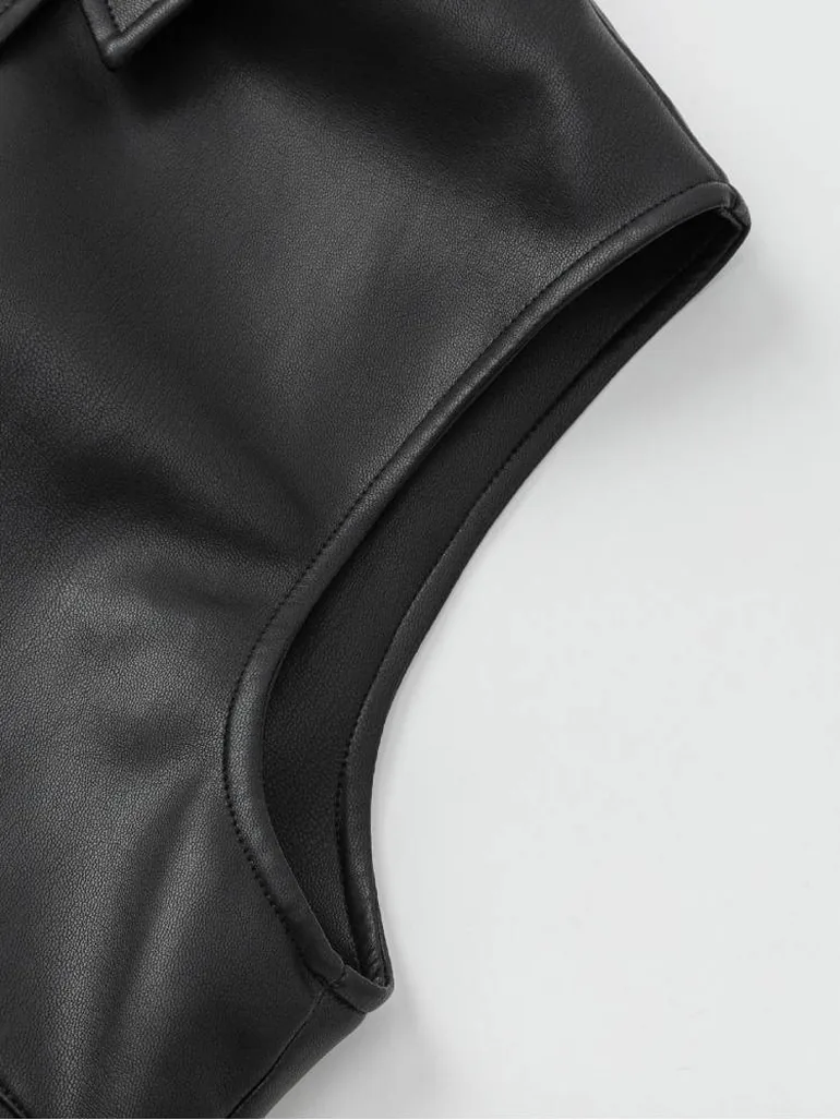 Girls' Faux Leather Utility Vest - 3