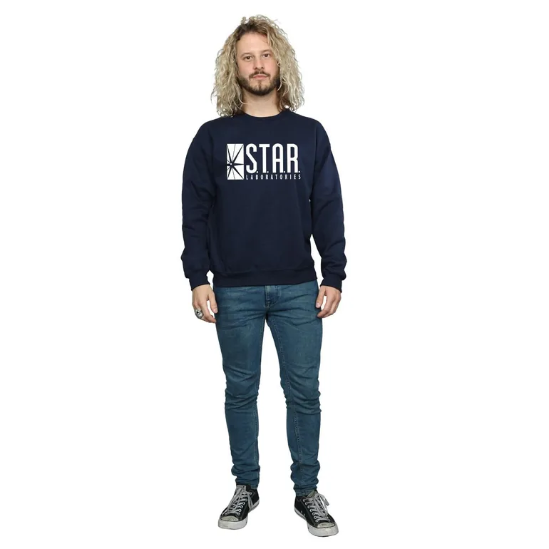 DC Comics Mens The Flash STAR Labs Sweatshirt - Navy Blue - 3
