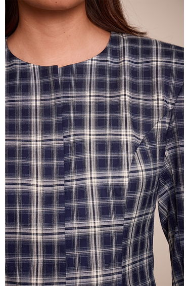 Navy Check Shoulder Pad Blazer Mini Dress product thumbnail 4