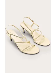 Butter Yellow PU Strappy Round Toe Heeled Sandal - 2