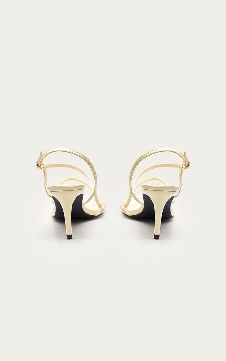 Butter Yellow PU Strappy Round Toe Heeled Sandal - 3