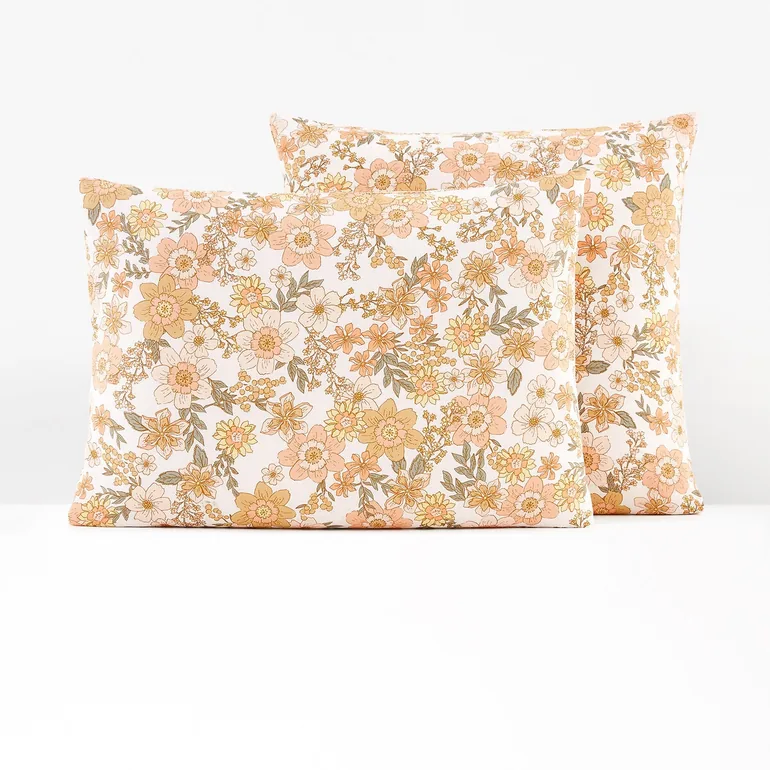 Rosemary Floral Cotton and Washed Linen Pillowcase