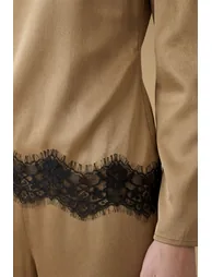 Satin Back Crepe Black Lace Trim Top - 3