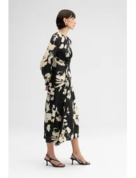 FLOWERED SATIN DRESS - 1