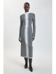 Textured Geo Knitted Viscose Midi Dress
