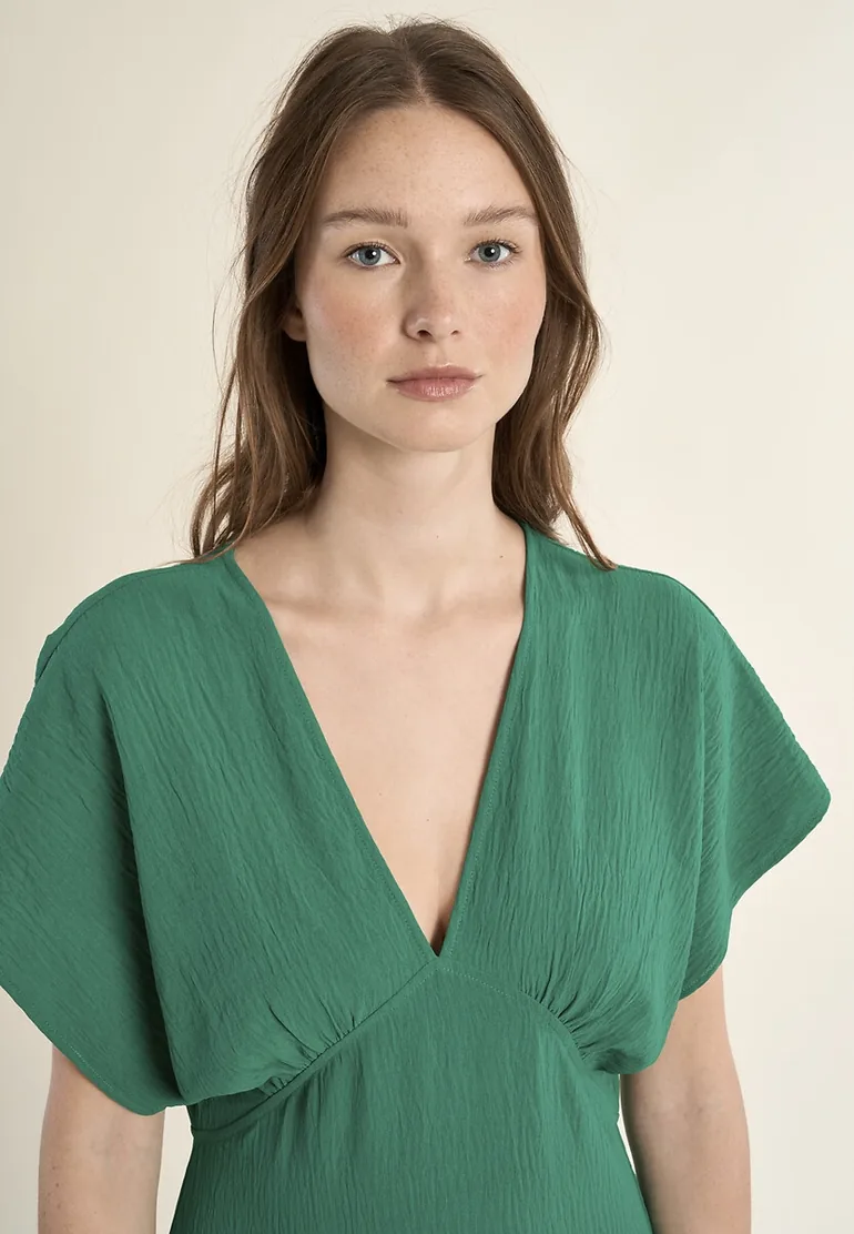 V-Neck Short Sleeve Maxi Dress - 4