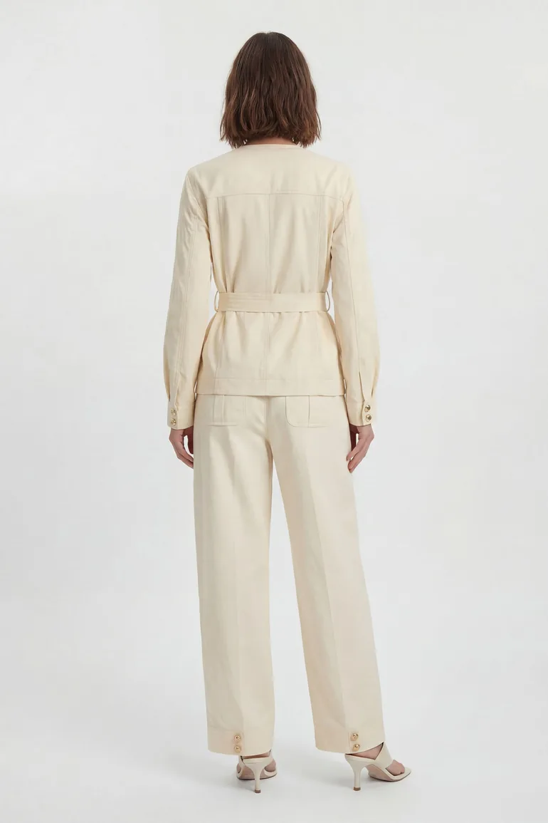 Cotton Utility Button Detail Barrel Leg Trouser - 2