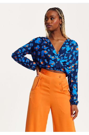 Women's Abstract Print Wrap Top . product thumbnail 4