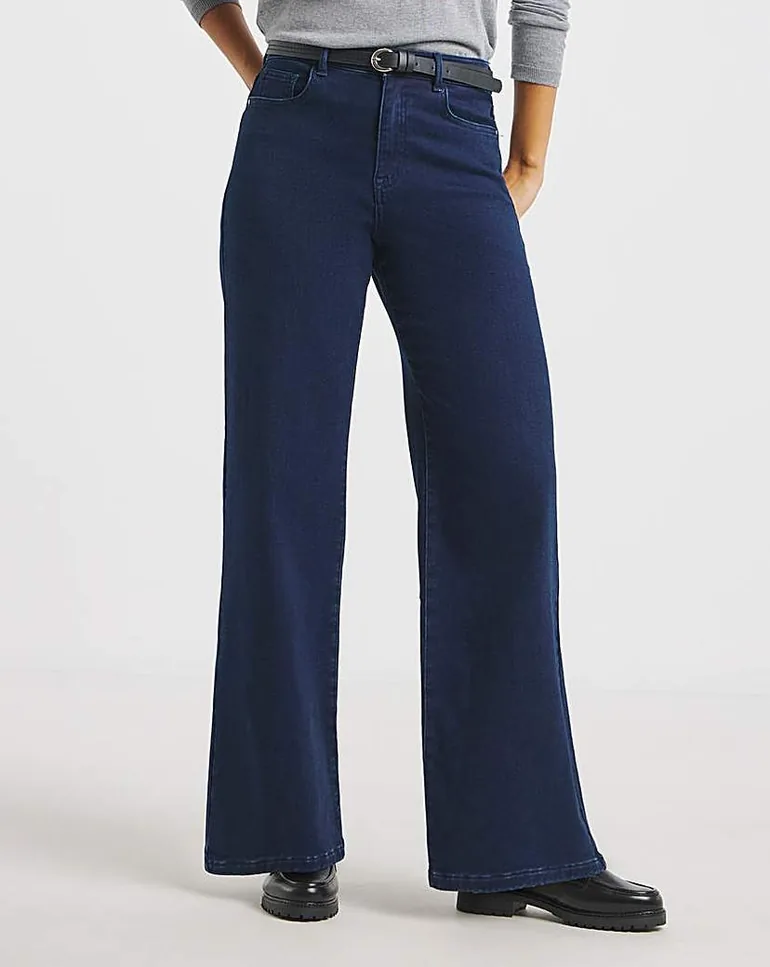 Dark Indigo Wide Leg Cosy Jeans - 6