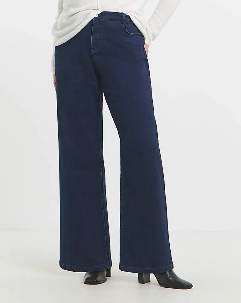 Dark Indigo Wide Leg Cosy Jeans - 1