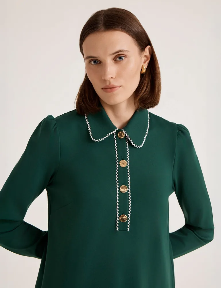 Ronnie Ponte Jersey Collared Short Dress - 4