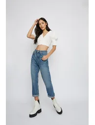 Off-White Button-Down Crop-Top