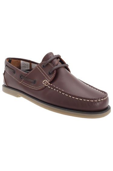 Dek Mens Moccasin Boat Shoes - Brown Leather