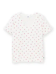 Sandford V-Neck Slub Jersey T-Shirt Berry Dot - 1