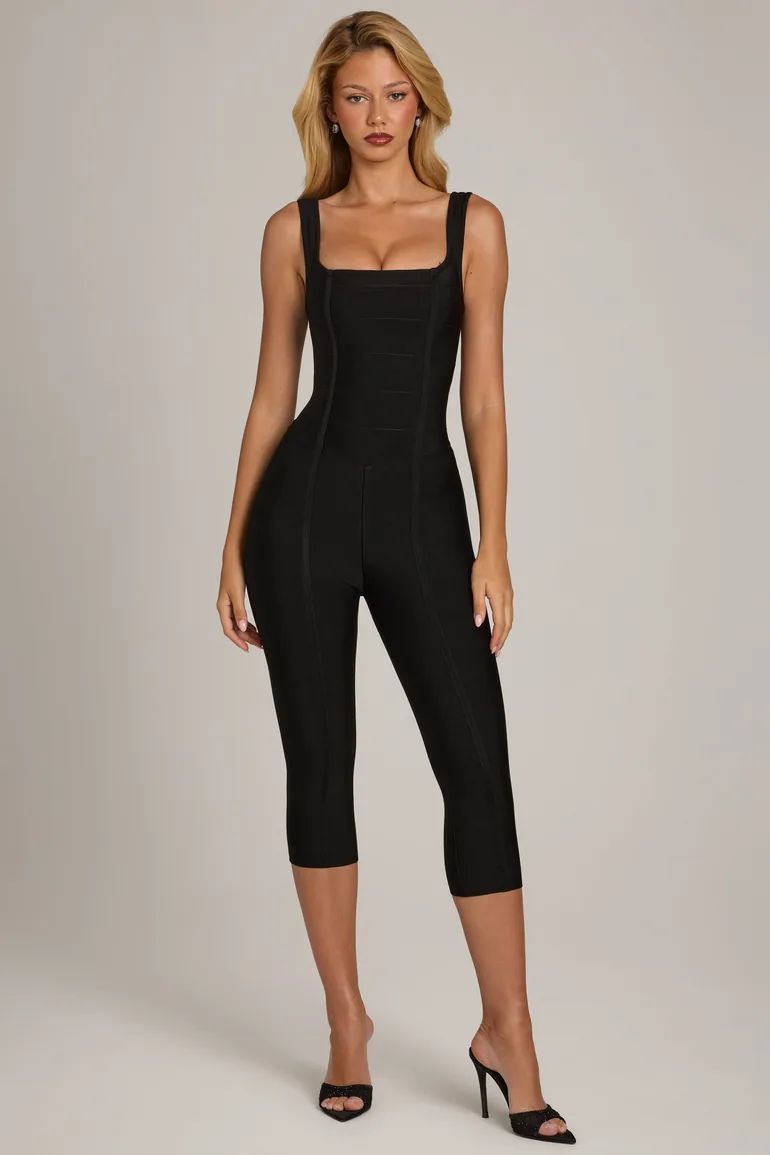 Bandage Capri Jumpsuit in Black - 6